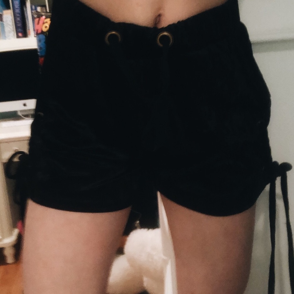 Soft black tie shorts